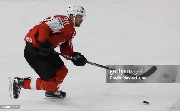 Roman Josi of Switzerland in action during the 2018 IIHF Ice Hockey World Championship Group A between Switzerland and France at Royal Arena on May...