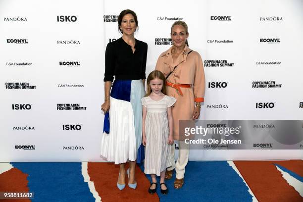 May 15: Crown Princess Mary of Denmark together with Eva Kruse, CEO and President for the 'Global Fashion Agenda' pose as they arrive to the...