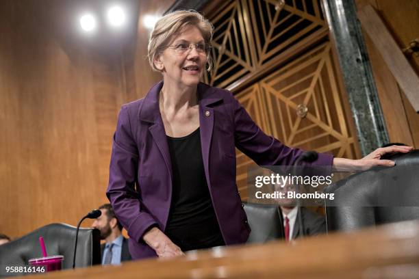 Senator Elizabeth Warren, a Democrat from Massachusetts, arrives to a Senate Banking Committee confirmation hearing for Richard Clarida, vice...