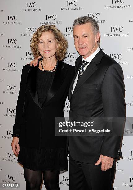 Swiss Football team coach Ottmar Hitzfeld and wife Beatrix Hitzfeld attend the IWC Schaffhausen Private Dinner Reception during the Salon...