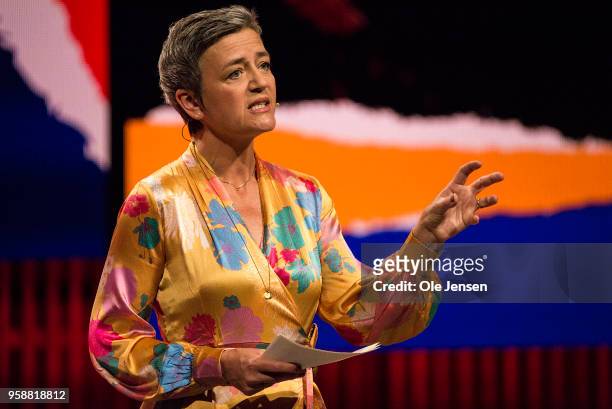 May 15: Marianne Vestager, European Commissioner for Competition, speaks at the 'Copenhagen Fashion Summit 2018' conference on May 15 in Copenhagen,...