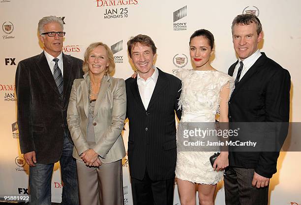 Ted Danson,Glenn Close,Martin Short,Rose Byrne and Tate Donavan attend the "Damages" season three premiere at the AXA Equitable Center on January 19,...