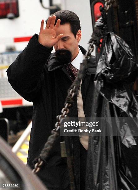 Keanu Reeves on location for "Henry's Crime" on January 19, 2010 in Tarrytown, New York.