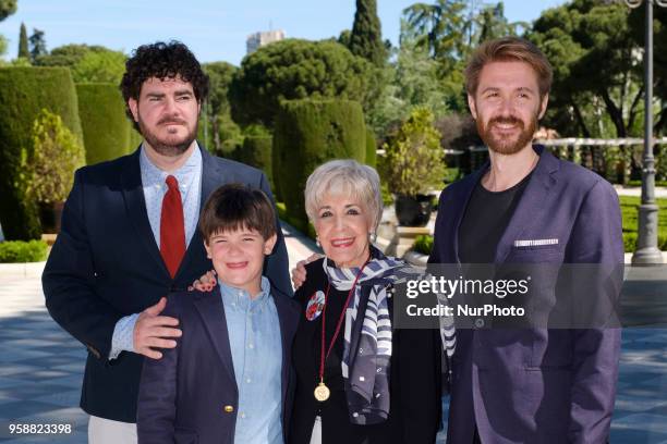 The actress Concha Velasco and his sons Manuel and Francisco receives the Gold Medal of Madrid in a ceremony held in the Retiro Park in Madrid....