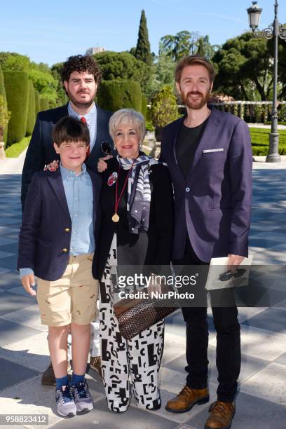 The actress Concha Velasco and his sons Manuel and Francisco receives the Gold Medal of Madrid in a ceremony held in the Retiro Park in Madrid....