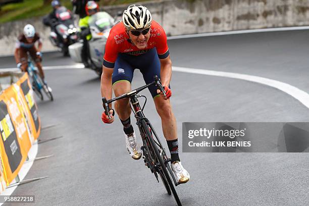 Slovenia's rider of team Bahrain Merida Matej Mohoric sprints to win the 10th stage between Penne and Gualdo Tadino during the 101st Giro d'Italia,...