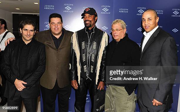 Michael Imperioli, Steven R. Schirripa, Walt "Clyde" Frazier, President & CEO JA Apparel Corp. Marty Staff and John Starks attend the opening of the...
