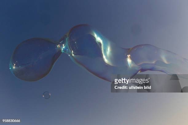 Huge soap bubbles at the boardwalk of Pacific Beach.