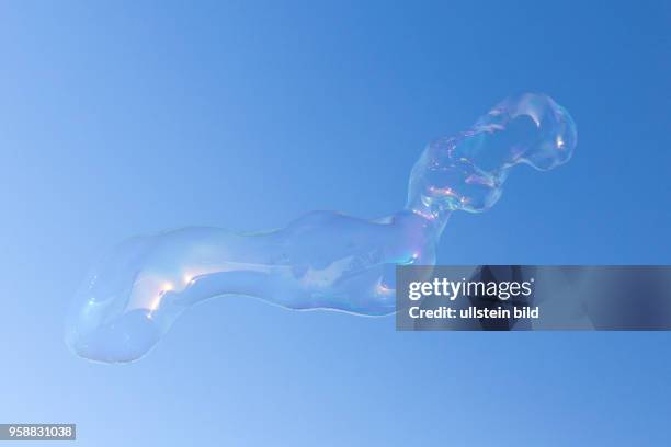 Huge soap bubbles at the boardwalk of Pacific Beach.