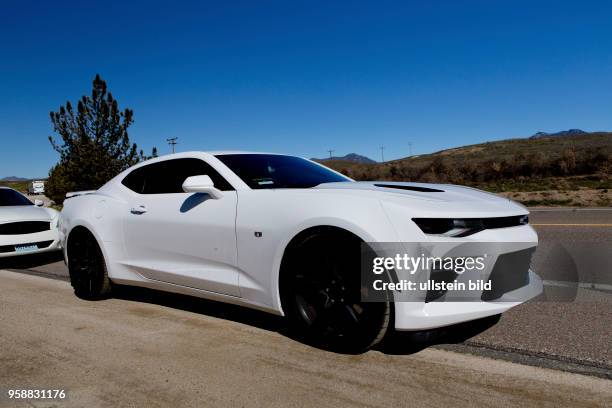 Chevrolet Camaro SS Muscle car on a road in Southern California.