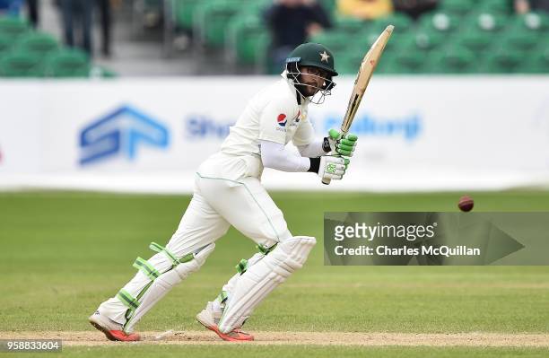 Imam ul-Haq of Pakistan at bat on the fifth day of the international test cricket match between Ireland and Pakistan on May 15, 2018 in Malahide,...