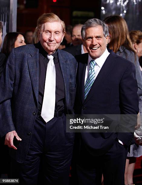 Sumner Redstone and Leslie Moonves arrive to the Los Angeles premiere of "Extraordinary Measures" held at Grauman's Chinese Theatre on January 19,...