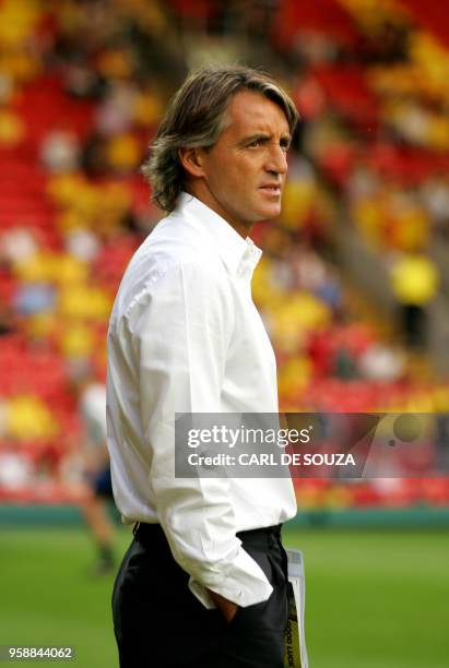 Inter Milan's Manager Roberto Mancini watches their friendly match against Watford at home to Watford, 08 August 2006. The match ended 1-1. AFP...