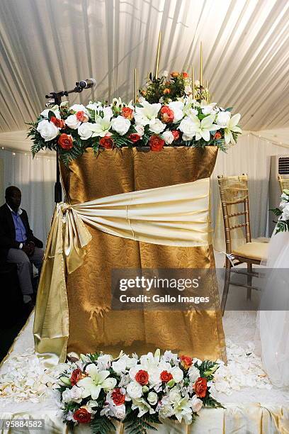 General view of the reception as President Jacob Zuma marries his fifth wife, Thobeka Madiba-Zuma on 4 January 2010 at his rural Nkandla homestead in...