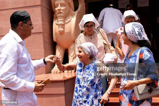 People from Parsi community gather for the inauguration of first fire temple in Navi Mumbai at Kopar Khairane on May 14, 2018 in Navi Mumbai, India.