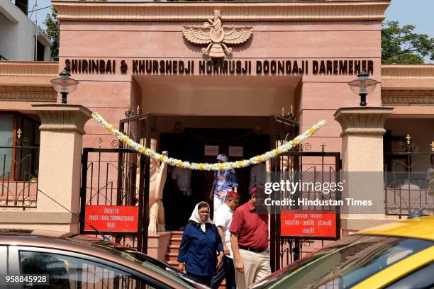 People from Parsi community gather for the inauguration of first fire temple in Navi Mumbai at Kopar Khairane on May 14, 2018 in Navi Mumbai, India.