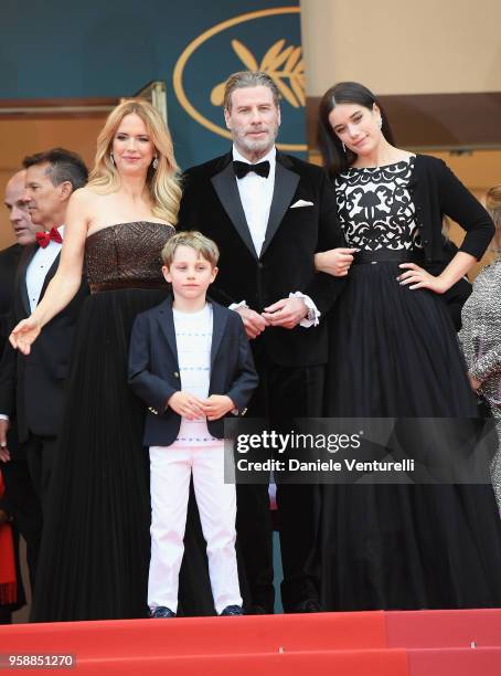 Kelly Preston, Benjamin Travolta, John Travolta and Ella Bleu Travolta attend the screening of "Solo: A Star Wars Story" during the 71st annual...