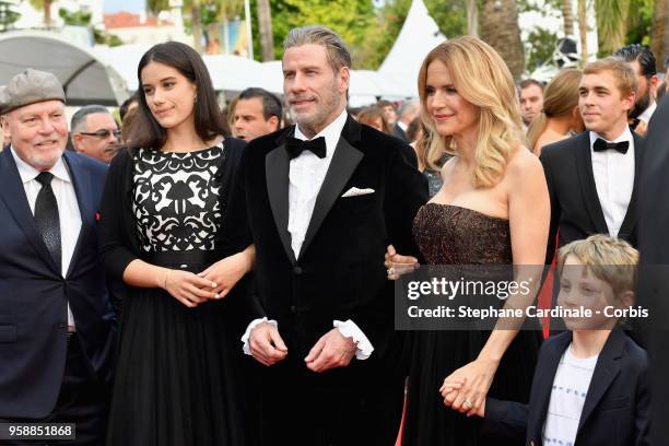 John Travolta of "Gotti" and Kelly Preston pose with their children Ella Bleu Travolta and Benjamin Travolta at the red carpet screening of "Solo: A...