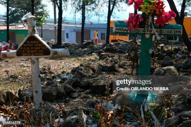 Young woman walks near the Divino Paraiso cemetery, close to the poor neighbourhood of Nueva Capital, on the outskirts of Tegucigalpa, on May 13,...