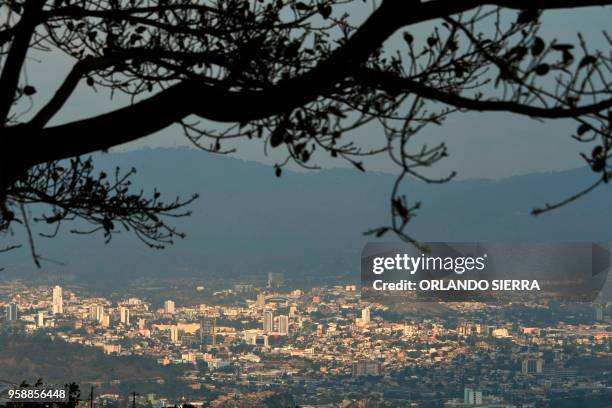 General view of Tegucigalpa, taken on May 13, 2018. - Missionaries from the United States who met three Honduran ex-members of the Mara Salvatrucha...