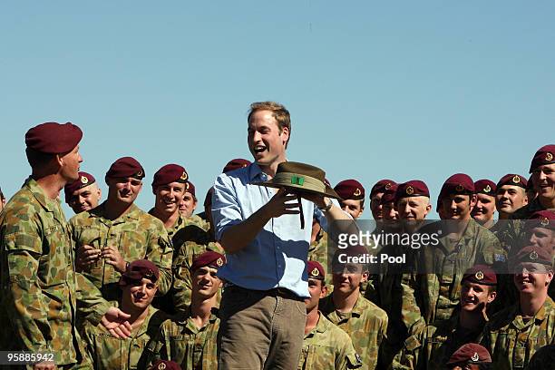 Britain's Prince William visits Holsworthy Army Barracks in Holsworthy south west of Sydney where he interacted with members of the 3rd Battalion The...