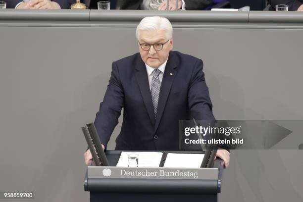 Frank-Walter Steinmeier, der zwölfte Bundespräsident der Bundesrepublik Deutschland, Deutschland, Berlin, Deutscher Bundestag, Plenarsaal,...