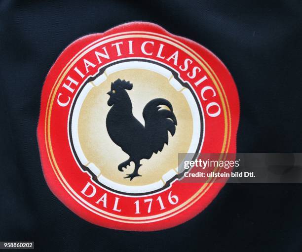 Italy - Toskana Toscana Tuscany: Gallo Nero - the black cock is the mark of quality of Chianti wine -