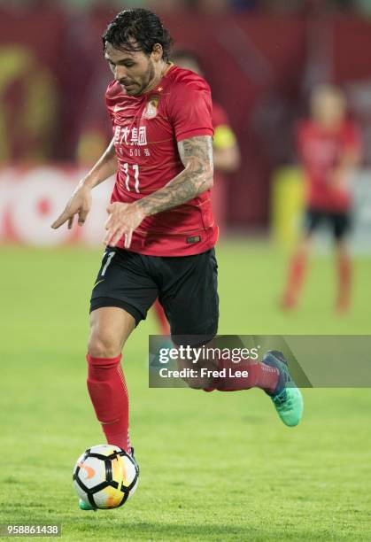 Ricardo Goulart of Guangzhou Evergrande in action during the AFC Champions League Round of 16 second leg match between Guangzhou Evergrande and...