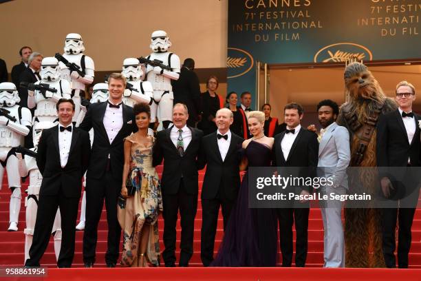 Producer Simon Emanuel, Joonas Suotamo, Thandie Newton, Woody Harrelson, Cannes Film Festival Director Thierry Fremaux, Ron Howard, Emilia Clarke,...