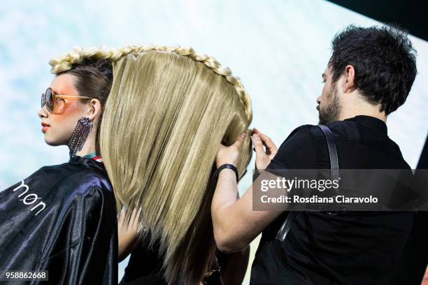 Model is seen at Kemon Days on May 13, 2018 in Milan, Italy.