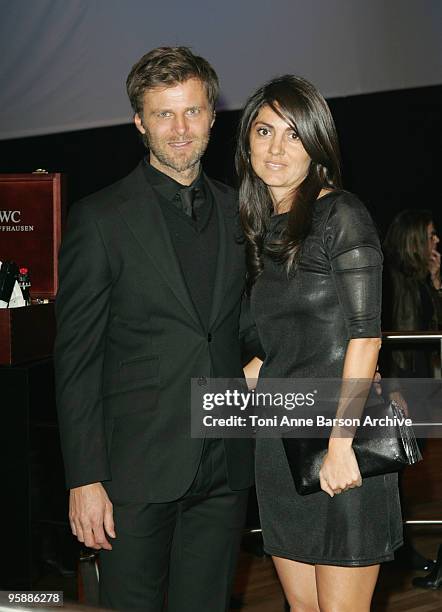 Alain Sutter and Melanie Sutter arrive at the IWC Schaffhausen Private Dinner 2010 at Espace Secheron on January 19, 2010 in Geneva, Switzerland.