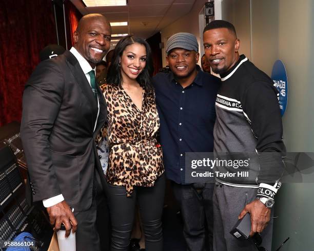 Terry Crews, Corinne Foxx, Sway, and Jamie Foxx visit "Sway in the Morning" at SiriusXM Studios on May 15, 2018 in New York City.