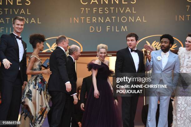 Finnish actor Joonas Suotamo, British actress Thandie Newton, US actor Woody Harrelson, US director Ron Howard, British actress Emilia Clarke, US...