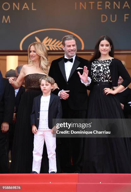 Kelly Preston, Benjamin Travolta, John Travolta and Ella Bleu Travolta attend the screening of "Solo: A Star Wars Story" during the 71st annual...