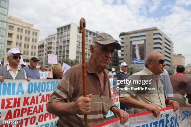 Greek pensioners demonstrate in Athens, saying no to further austerity measures that will result in cuts to their benefits and their pensions.