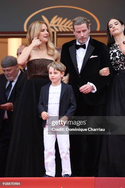 Kelly Preston, Benjamin Travolta, John Travolta and Ella Bleu Travolta attend the screening of "Solo: A Star Wars Story" during the 71st annual...