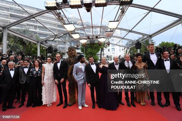 Writer Lawrence Kasdan, US writer Jon Kasdan, US producer Kathleen Kennedy, British actress Phoebe Waller-Bridge, British actor Paul Bettany,...