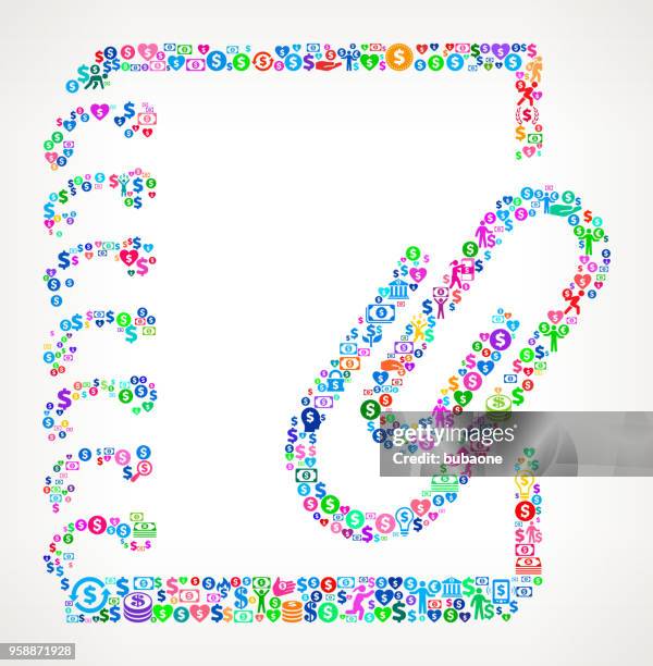 stockillustraties, clipart, cartoons en iconen met ringbanden en paperclip geld vector icon patroon - ring binder