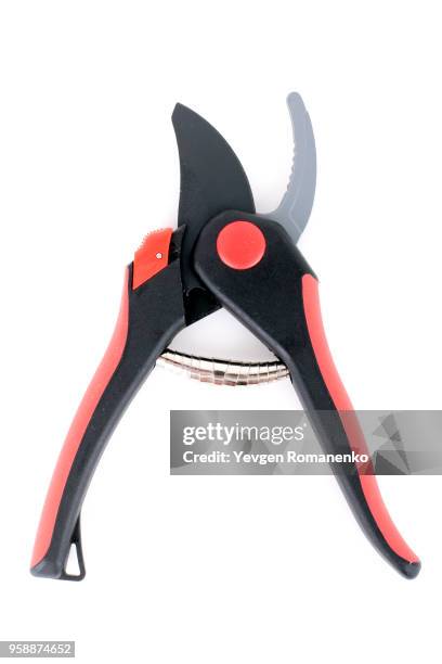 garden pruner isolate on white background - snoeischaar stockfoto's en -beelden