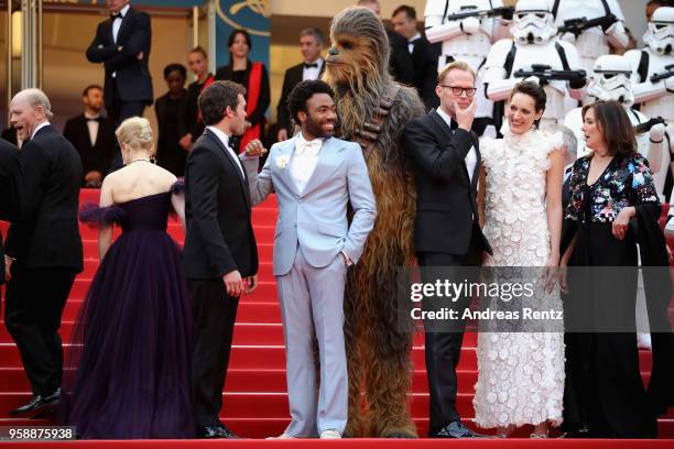 Director Ron Howard, actress Emilia Clarke, actor Alden Ehrenreich, actor Donald Glover, Chewbacca, actor Paul Bettany, actress Phoebe Waller-Bridge...