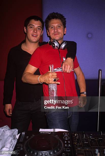 Actors Aurelien Wiik and Matthias Van Khache attend the Matthias Van Khache DJ Party at the Hotel Murano on March 26, 2009 in Paris, France.