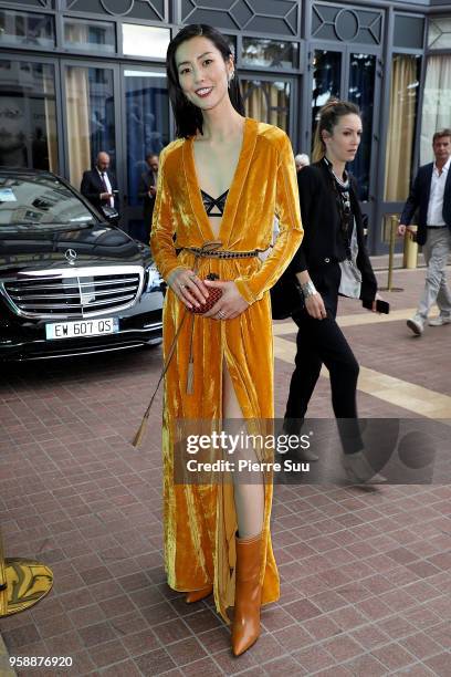 Model Liu Wen is seen at 'Le Majestic' hotel during the 71st annual Cannes Film Festival at on May 15, 2018 in Cannes, France.