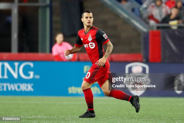 Toronto FC forward Sebastian Giovinco makes run during a match between the New England Revolution and Toronto FC on May 12 at Gillette Stadium in...