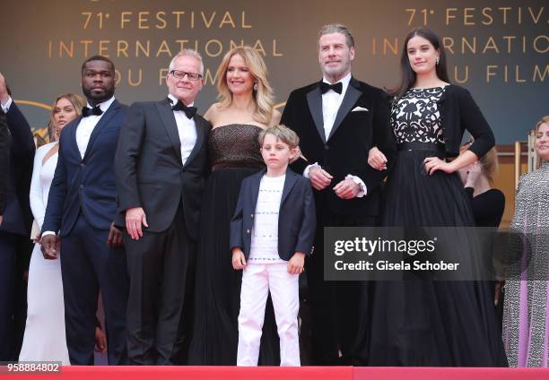 Cent, Director of the festival Thierry Fremaux, Kelly Preston, Benjamin Travolta, John Travolta and Ella Travolta attend the screening of "Solo: A...