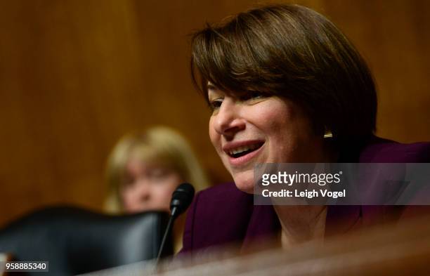 Senator Amy Klobuchar speaks during the Senate Judiciary Committee during a hearing on 'Protecting and Promoting Music Creation for the 21st Century'...