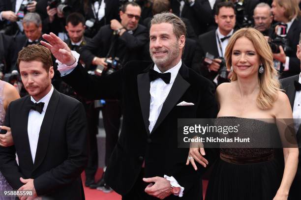 Director Kevin Connolly, John Travolta and Kelly Preston attend the screening of "Solo: A Star Wars Story" during the 71st annual Cannes Film...
