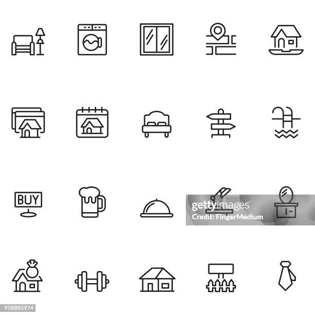 ilustraciones, imágenes clip art, dibujos animados e iconos de stock de íconos de inmobiliaria - ventana
