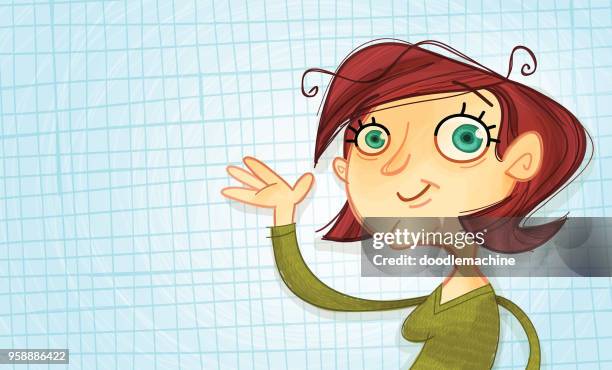 school is cool! ~ happy teacher - elementary math stock illustrations