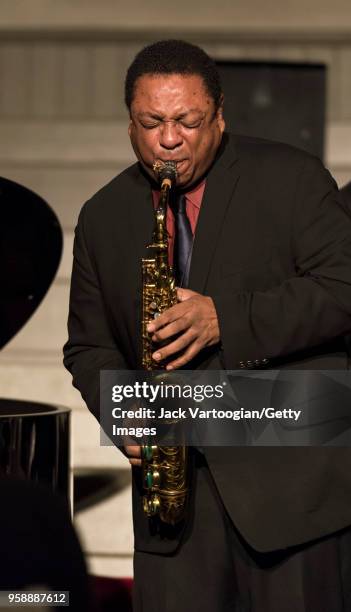 American Jazz musician Vincent Herring performs on alto saxophone with his Quartet at the 'Jazz Legends for Disability Pride' Benefit Concert at The...
