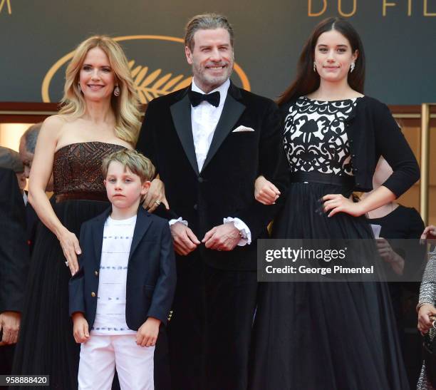 Kelly Preston, Benjamin Travolta, John Travolta and Ella Travolta attend the screening of "Solo: A Star Wars Story" during the 71st annual Cannes...